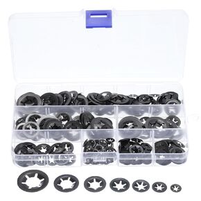 uxcell 320pcs Internal Tooth Star Lock Washers Assorted Kit M3 M4 M5 M6 M8 M10 M12 Quick Speed Locking Washers, 65Mn Steel Starlock Push Nuts