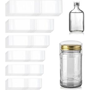 480Pcs PVC Clear Perforated Shrink Band for Jars, 6 Sizes Heat Shrink Wrap Bands Shrink Seal Bands for Bottles Jars Seal (80Pcs of Each Size)
