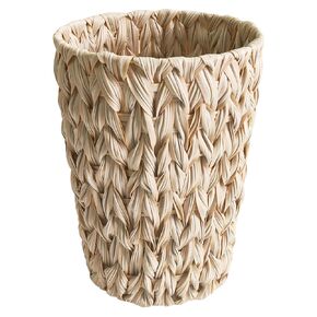 Wicker Trash Can,Bathroom Trash Can,Wicker Waste Basket for Bathroom,Decorative Boho Trash Can,Small Waste Basket for Bedroom,Office,Cream White 2 Gallon