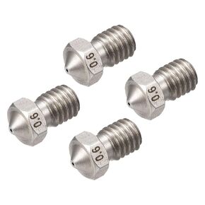 DMiotech 4 Pack 0.6mm 3D Printer Nozzle Stainless Steel Nozzle for V5 V6 Extruder, 1.75mm Filament