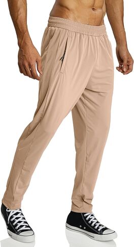 Ouber Men's Quick Dry Gym Workout Pants Lightweight Athletic Running Pants with Zipper Pockets in Kuwait