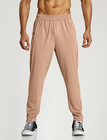 Ouber Men's Quick Dry Gym Workout Pants Lightweight Athletic Running Pants with Zipper Pockets in Kuwait