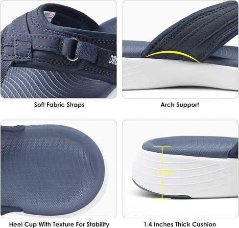 DREAM PAIRS Womens Arch Support Lightweight Flip Flops | Soft arch support footbed, deep heel cup, anti-slip soles adjustable strap offer comfort for summer outings and outdoor walks in Saudi Arabia