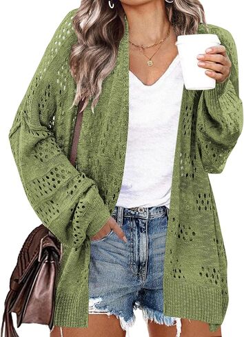 سترة IN'VOLAND النسائية مقاس كبير من الكروشيه Kimonos Boho بأكمام طويلة كبيرة الحجم للصيف مفتوحة من الأمام سترة محبوكة in Saudi Arabia