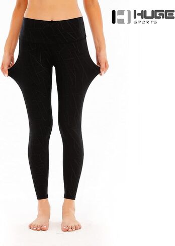 HUGE SPORTS Women's High Waisted Tummy Control Yoga Leggings with Pocket Running Workout Pants Active Tights in Saudi Arabia