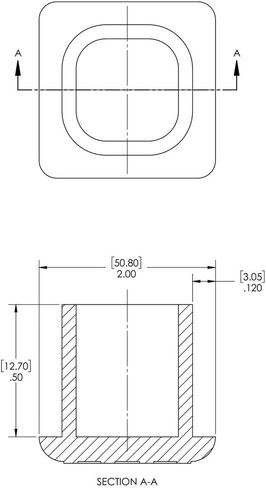 Caplugs 99394967 Plastic Finishing Plug for Square Tubing. FP-321, PE-LD, to Plug Square Tube Size 2.00 to fit .120 (11 Ga.)", Black (Pack of 40) in Saudi Arabia