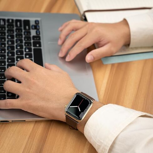 Gomvadr Compatible with Apple Watch Band iWatch Series 8 7 6 5 4 3 2 1 SE Band 45mm 44mm 42mm 41mm 40mm 38mm Watch Band Leather,Top Grain Soft Genuine Leather Replacement Watch Bands Strap for Women and Men in Kuwait