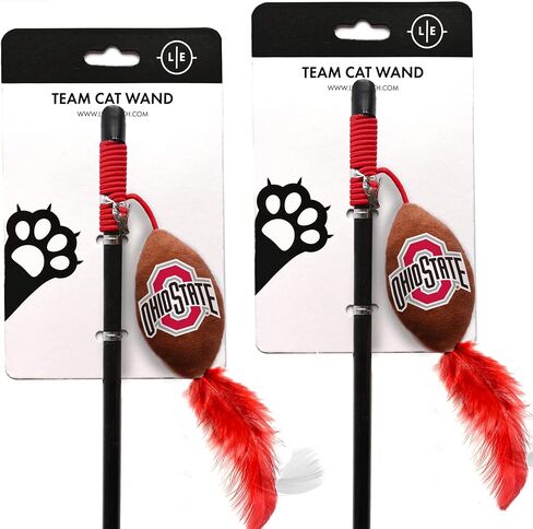 Littlearth Unisex-Adult NCAA Ohio State Buckeyes Cat Wand Toy Combo Set, Team Color, Set of 2 in Saudi Arabia