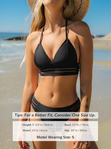 CUPSHE النساء ملابس السباحة بيكيني مجموعات الرسن مثلث شبكة منتصف الارتفاع صفيق قطعتين ثوب السباحة in Kuwait