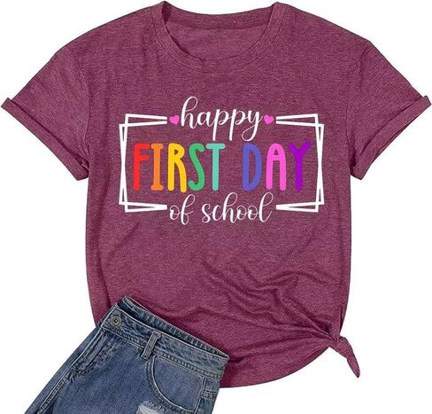 Teacher Shirts for Women Last/First Day of School 100 Days of Loving School Inspirational Graphic Tees Tops in Saudi Arabia
