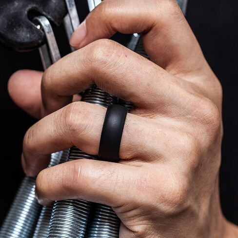 ThunderFit Mens Silicone Rings Wedding Bands - 7 Rings / 4 Rings / 1 Ring - Classic & Striped Style - 8.7 mm Wide - 2.5mm Thick in Saudi Arabia