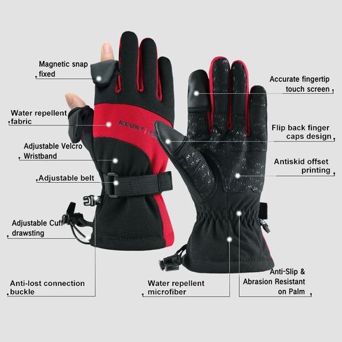 MOUNT TEC Men's Flexible Ideal for Ice Fishing,Photography,Hunting Gloves with 3M Thinsulate Waterproof Windproof Touchscreen Gloves in Kuwait