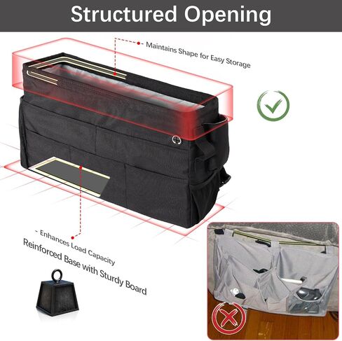 WOMACO Bedside Storage Organizer, Bunk Loft Bed Side Caddy with Adjustable Strap Buckles, College Dorm Bed Hanging Basket for Dorm, Bunk, Loft, Hospital Bed (Light Mica Gray, Medium) in Saudi Arabia