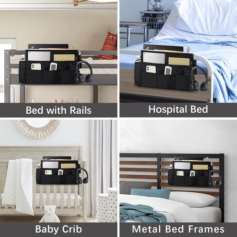WOMACO Bedside Storage Organizer, Bunk Loft Bed Side Caddy with Adjustable Strap Buckles, College Dorm Bed Hanging Basket for Dorm, Bunk, Loft, Hospital Bed (Light Mica Gray, Medium) in Saudi Arabia