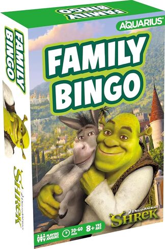 AQUARIUS Shrek Family Bingo - لعبة ممتعة للحفلات العائلية للأطفال والمراهقين والبالغين - هدية ليلية مسلية للعبة - بضائع شريك مرخصة رسميًا in Saudi Arabia