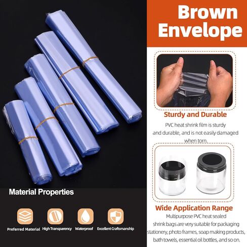 Tanstic 400Pcs PVC Shrink Wrap Bags Set, 5 Sizes Clear PVC Heat Shrink Wrap Bags Heat Shrink Bags for Soap, Small Gifts, Candles, Homemade DIY Projects in Saudi Arabia