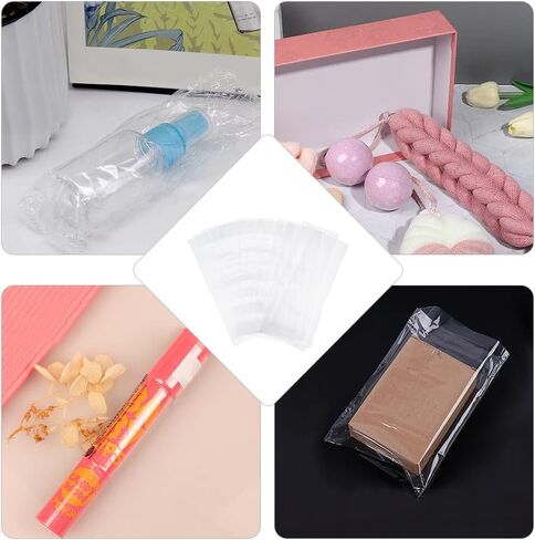 200 قطعة من أكياس التغليف المنكمشة من NBEADS، مقاس 9.8 × 3 بوصة من PVC، أغلفة قابلة للانكماش بالحرارة، أكياس مستطيلة قابلة للانكماش، أكياس صغيرة لعلاج الأشياء للشموع، والصابون، والجرار، والهدايا، وزجاجة مستحضرات التجميل الصغيرة in Kuwait