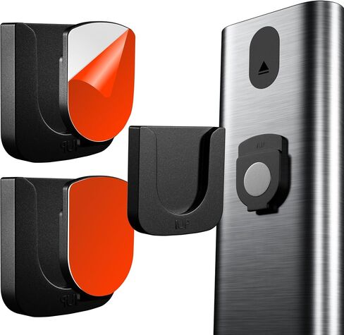Magnetic Remote Control Holder - 2 Pcs Black Set for TV, Fan, and Air Conditioner Remotes - Wall Mount with Self-Adhesive Back for Easy Installation and with our Powerful and Sleek Magnetic Holders in Kuwait