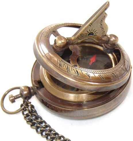 Handmade Brass Sundial Compass with Chain for Traveler Inspirational Adventurer Wedding Baptism Gift Nautical Small Compass. in Saudi Arabia