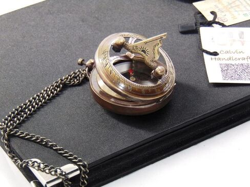 Handmade Brass Sundial Compass with Chain for Traveler Inspirational Adventurer Wedding Baptism Gift Nautical Small Compass. in Saudi Arabia