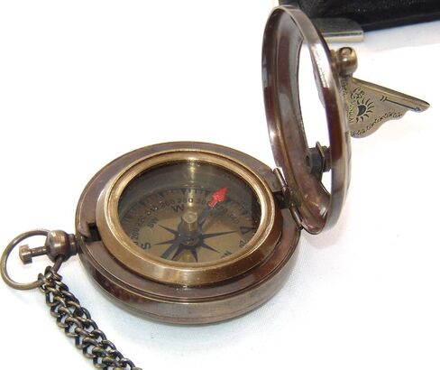 Handmade Brass Sundial Compass with Chain for Traveler Inspirational Adventurer Wedding Baptism Gift Nautical Small Compass. in Saudi Arabia