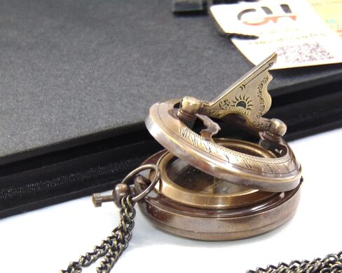 Handmade Brass Sundial Compass with Chain for Traveler Inspirational Adventurer Wedding Baptism Gift Nautical Small Compass. in Saudi Arabia