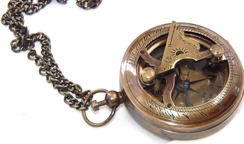 Handmade Brass Sundial Compass with Chain for Traveler Inspirational Adventurer Wedding Baptism Gift Nautical Small Compass. in Saudi Arabia
