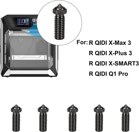 5PCS 0.4mm Hardened Steel Nozzles for QIDI X-Max 3 / Q1 Pro/X-Plus 3 / X-Smart 3 3D Printer in Kuwait