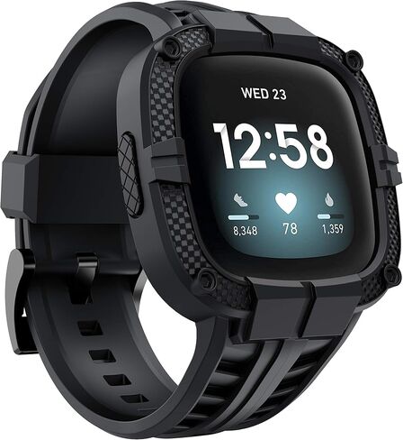 GELISHI متوافق مع سوار Fitbit Versa 3 مع ممتص للصدمات، جراب واقٍ رياضي من مادة TPU وحزام بديل لساعة Fitbit Sense/Fitbit Versa 3 الذكية in Kuwait