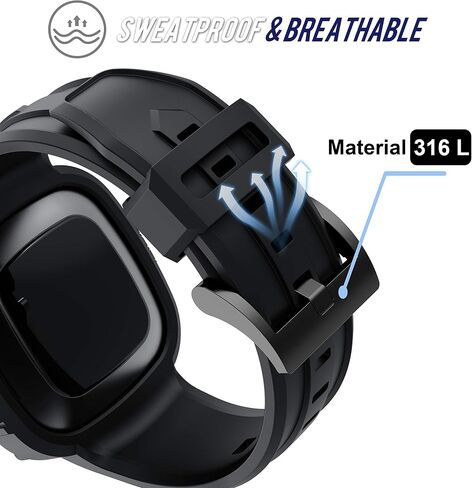 GELISHI متوافق مع سوار Fitbit Versa 3 مع ممتص للصدمات، جراب واقٍ رياضي من مادة TPU وحزام بديل لساعة Fitbit Sense/Fitbit Versa 3 الذكية in Kuwait