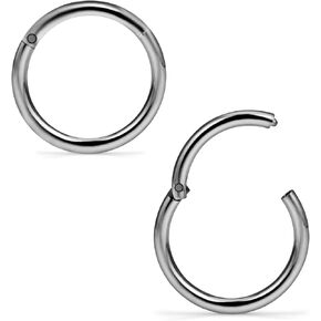 SCERRING 2PCS 16G 14G G23 Titanium Hinged Clicker Segment Septum Nose Lip Ring Hoop Cartilage Tragus Sleeper Earrings Body Piercing Jewelry 8mm 10mm 12mm