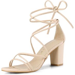 Allegra K Women's Strappy Straps Lace Up Chunky Heel Sandals in Saudi Arabia