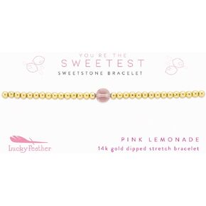 Lucky Feather Sweet Stone Stackable Stretch 14K Gold Dipped Bead Bracelet