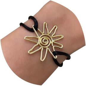 Adjustable Satin Rope Bracelet for Woman - Handmade Sun Bracelet - Sun Design Stainless Steel Pendant Bracelet - Stylish Bracelet for Best Friends