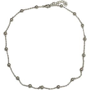 Dtja 5mm Ball Bead Necklace Stainless Steel Choker Pendant Necklaces for Women Girls Vintage Beaded Link Chain Adjustable Fashion Punk Simple Jewelry 17-19 Inches
