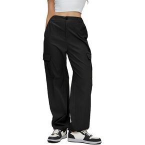 Zando Cargo Pants Women Y2K Baggy Cargo Pants Trendy Stretchy High Waist Wide Leg Parachute Pants Trousers with Pockets