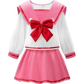 ReliBeauty Japanese School Girl Uniform Sailor Dress,Pink
