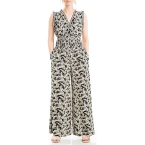 Max Studio womens V Neck Shirred Waist JumpsuitJumpsuit