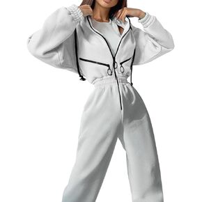 طقم جمبسوت من الصوف للنساء من كوزيبوين مكون من سويت شيرت بقلنسوة وخصر مرتفع للنساء in Kuwait