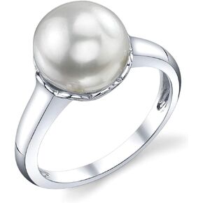 The Pearl Source Freshwater Cultured Pearl Ring for Women with 11-12mm Round White Pearl and Sterling Silver Band