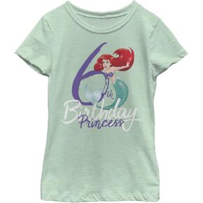 Disney Girl's Birthday Mermaid Six T-Shirt