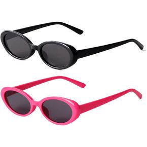 Trendy Retro Oval Sunglasses for Women, 90s Small Y2K Fashion Vintage Narrow Sun Glasses