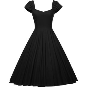 GownTown Vintage Dresses Short Sleeves Cocktail Swing Dress Wrap Top Dress with Pockets