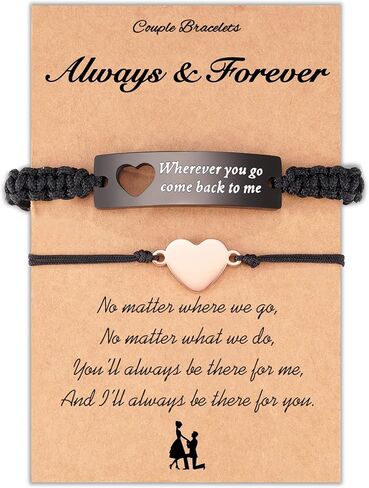 أساور متطابقة للأزواج، هدايا للأزواج في علاقات المسافات الطويلة لصديقها وصديقتها والنساء والرجال له ولها in Kuwait