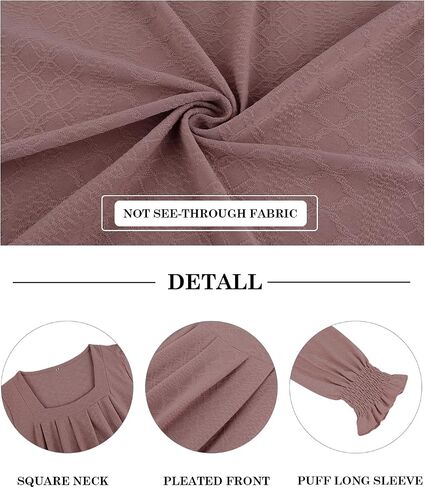 Tanst Sky Womens 2023 Puff Long Sleeve Tops Square Neck Pleated Shirts Casual Loose Tunic Blouses in Saudi Arabia