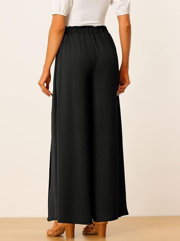 Allegra K Women's High Slit Hem High Waist Casual Wide Leg Long Palazzo Pants in Saudi Arabia