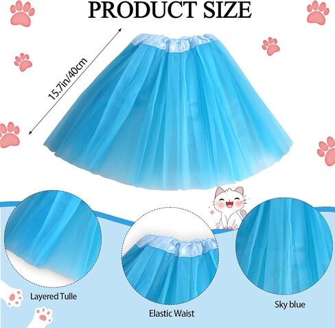 6 Pcs Tulle Tutu Skirt Set for Girls Women with Headband, Striped High Socks and Arm Warmer Gloves (Red, Blue) in Saudi Arabia