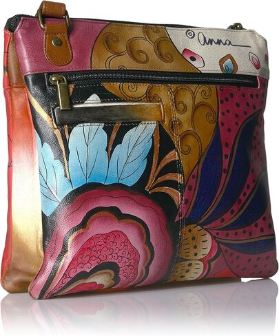 Anna by Anuschka Women's Genuine Leather Medium Multi-Compartment Cross Body | Zip-Top Organizer with Large Outside Zip-Pocket | Tribal Potpourri in Kuwait