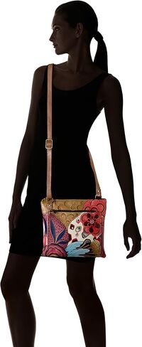 Anna by Anuschka Women's Genuine Leather Medium Multi-Compartment Cross Body | Zip-Top Organizer with Large Outside Zip-Pocket | Tribal Potpourri in Kuwait