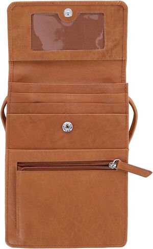 ili New York 6824 Leather Crossbody Organizer with RFID Blocking Lining (Antique Saddle) in Kuwait